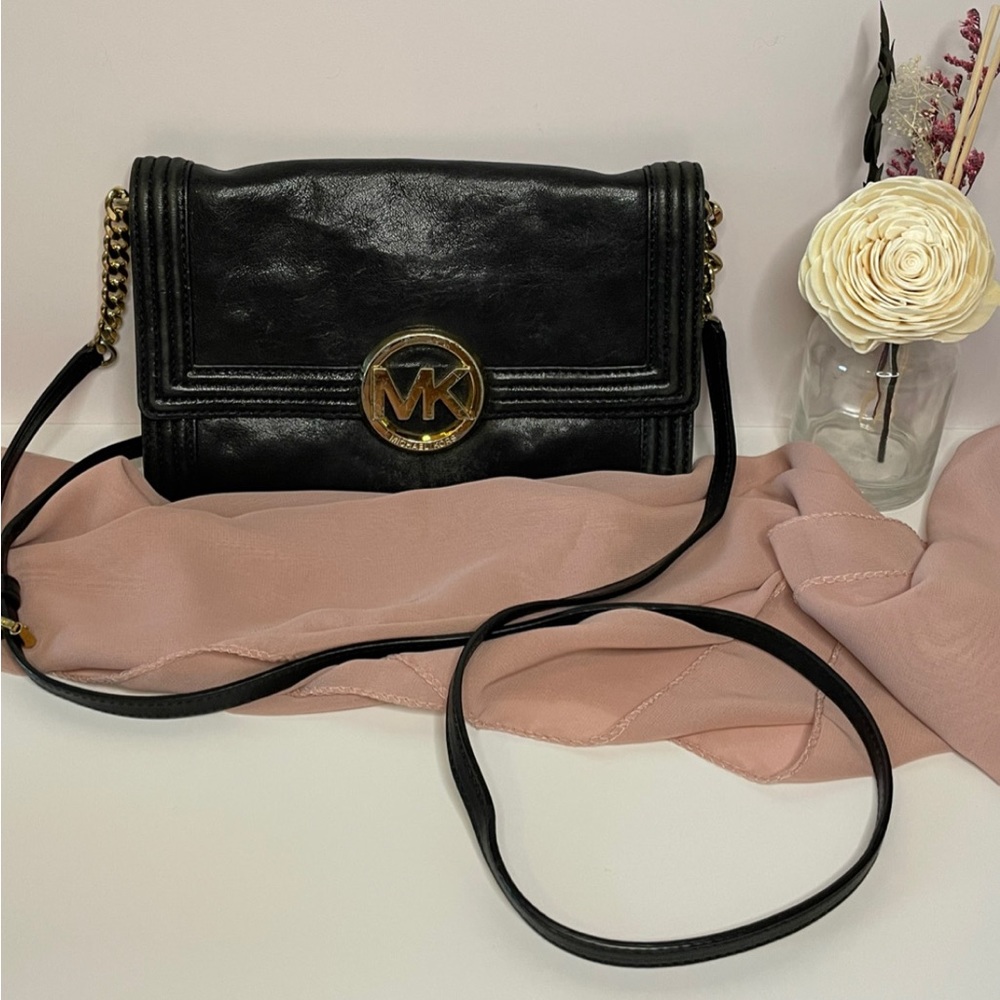 Michael Kors Black Leather Crossbody Purse